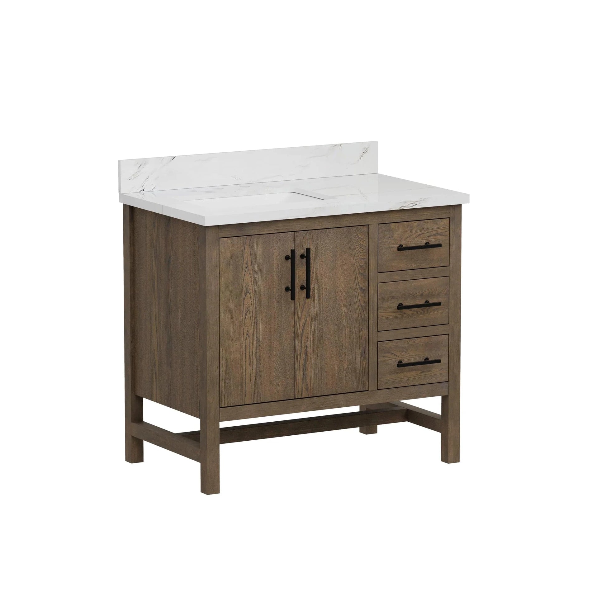 Solon 36” Vanity Family Set with Calacatta Sintered Stone Top Horizon Tile