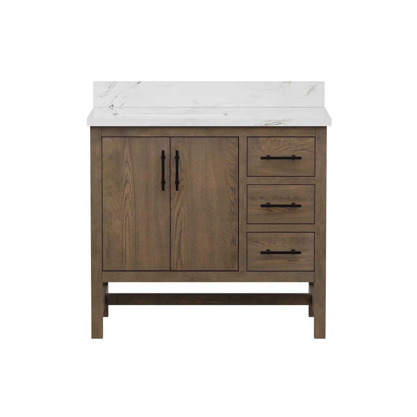 Solon 36” Vanity Family Set with Calacatta Sintered Stone Top Horizon Tile