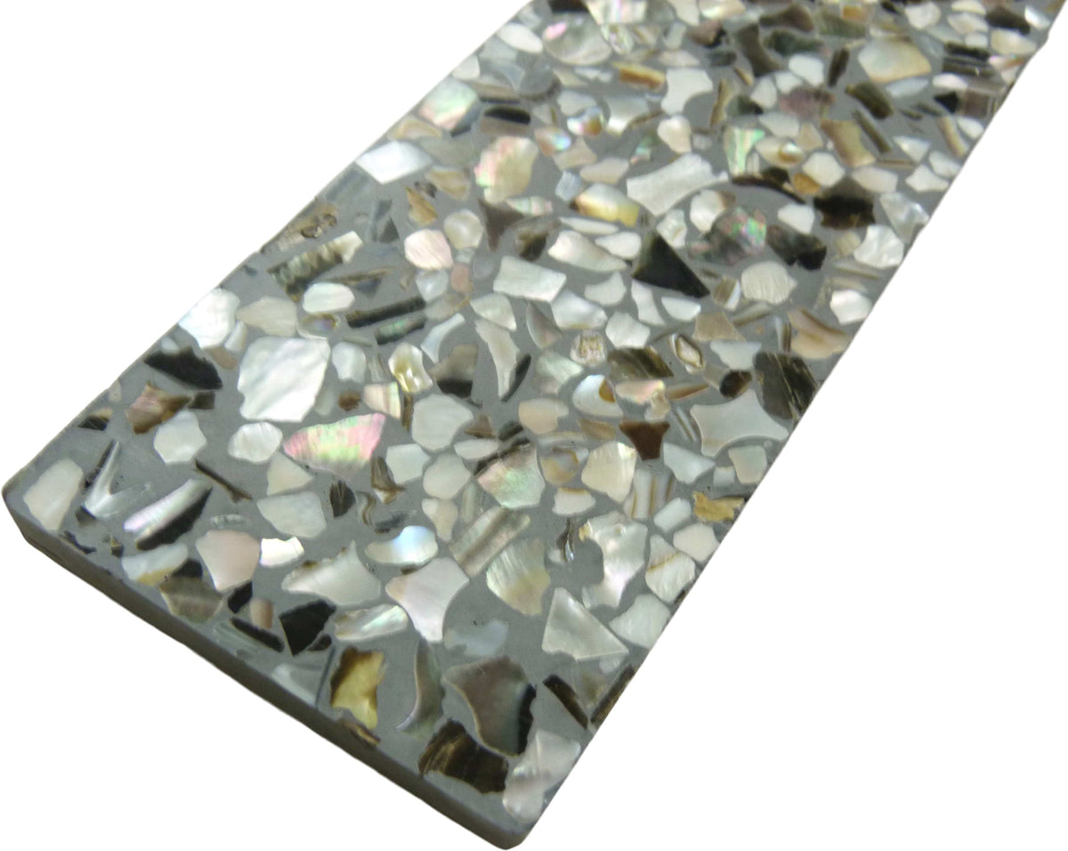 Aquaterra Black Brick Terrazzo and Shell Polished Tile | Oasis Tile