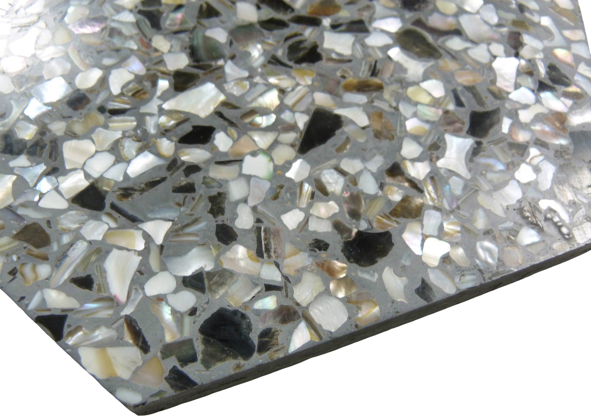 Aquaterra Black Hex Terrazzo and Shell Polished Tile Matrix Mosaics