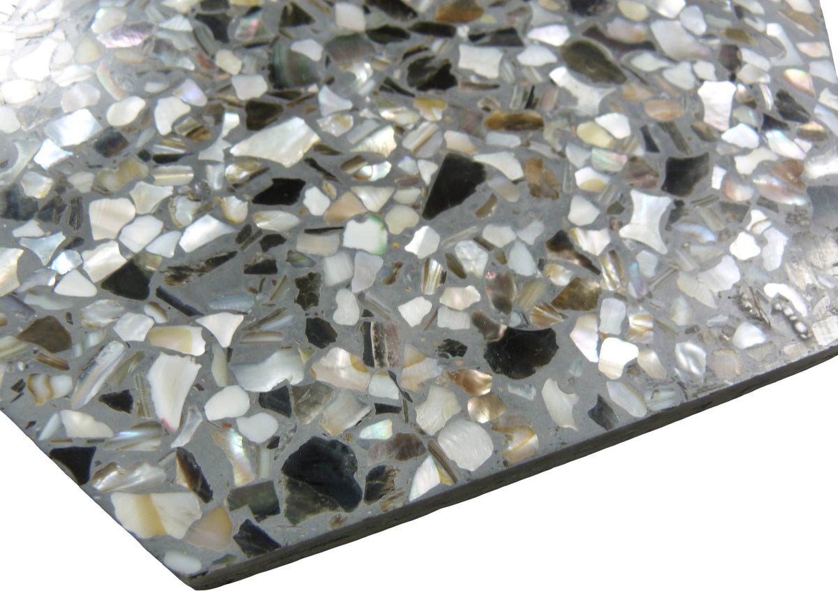 Aquaterra Black Hex Terrazzo and Shell Polished Tile | Oasis Tile