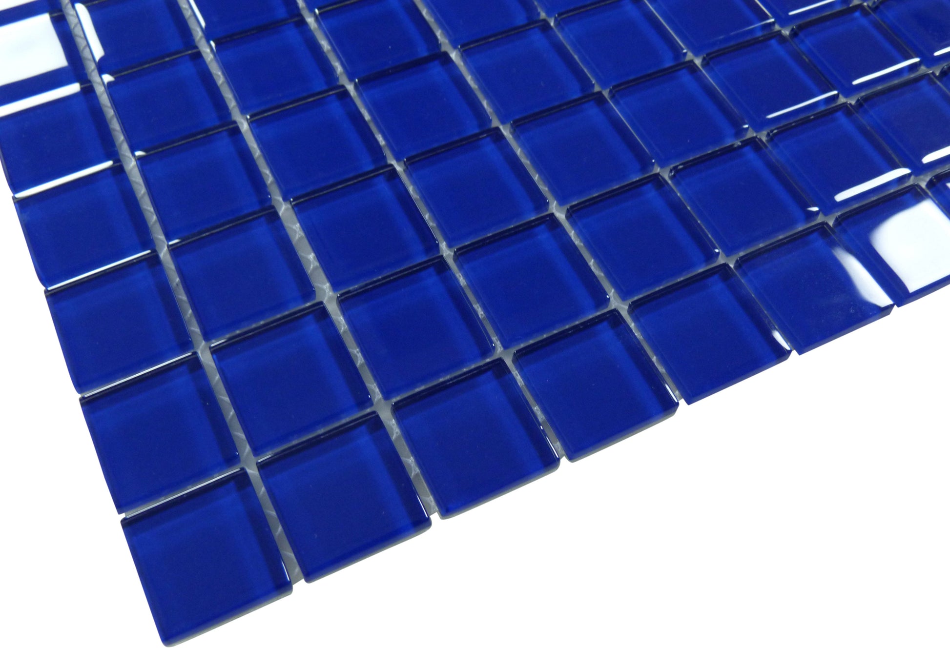 Crushed Velvet Blue 1x1 Glossy Glass Tile Matrix Mosaics