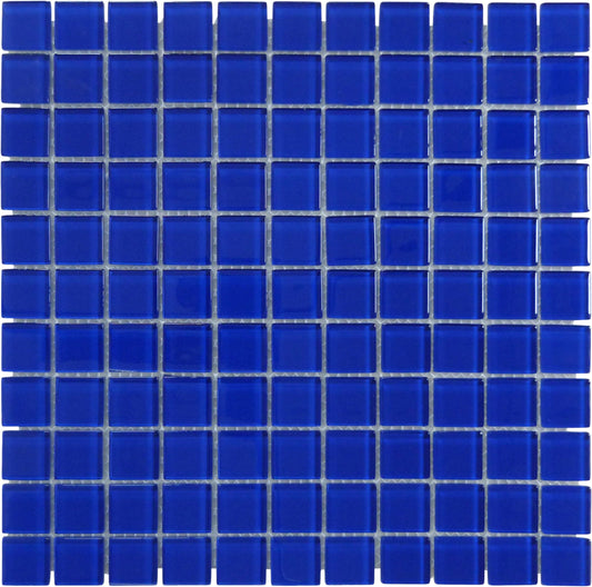 Crushed Velvet Blue 1x1 Glossy Glass Tile Matrix Mosaics