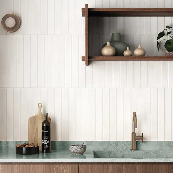 Etherea White 2x16 Matte Porcelain Tile Matrix Mosaics