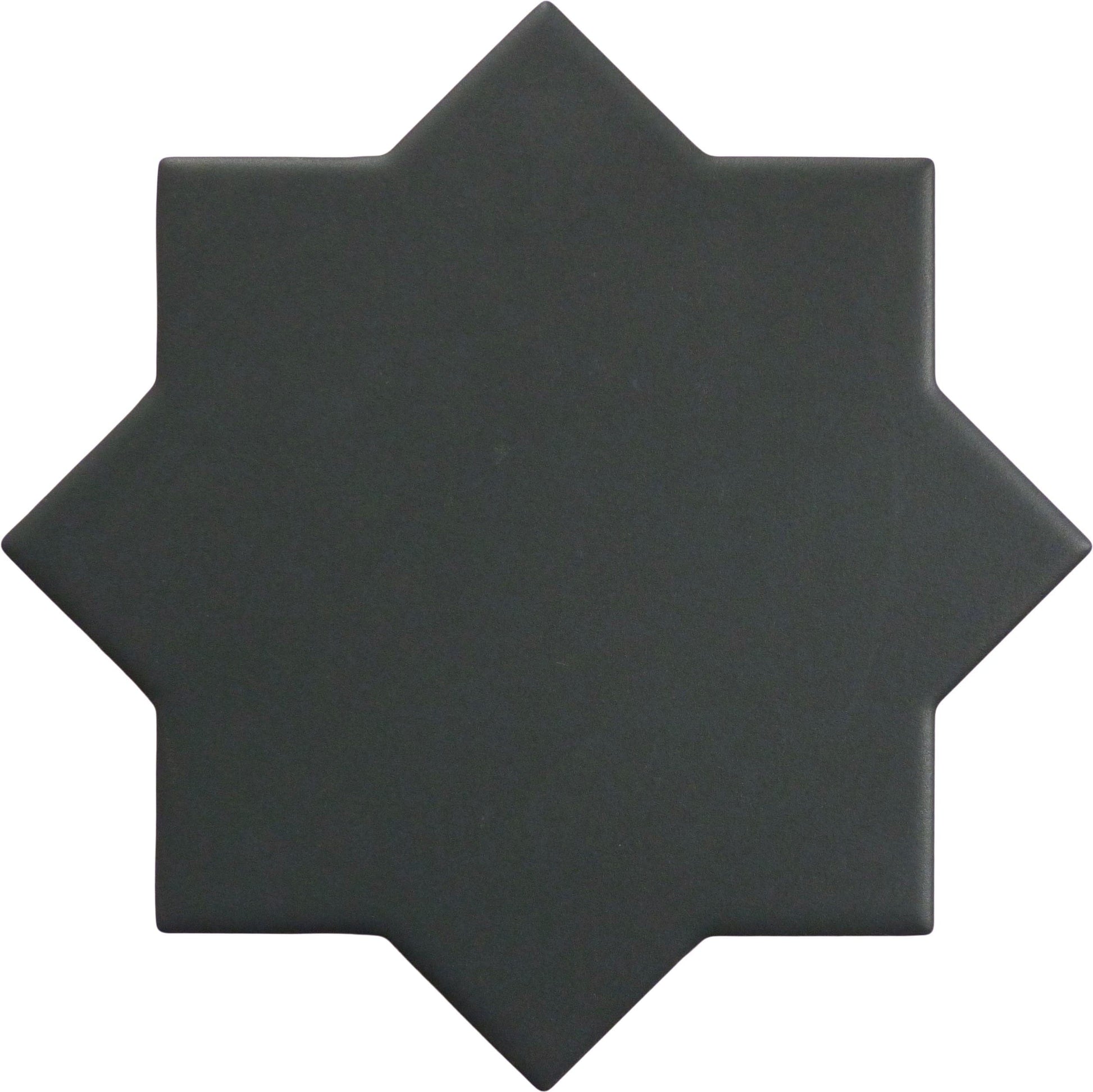 Moorish Black Star Ceramic Matte Tile Matrix Mosaics