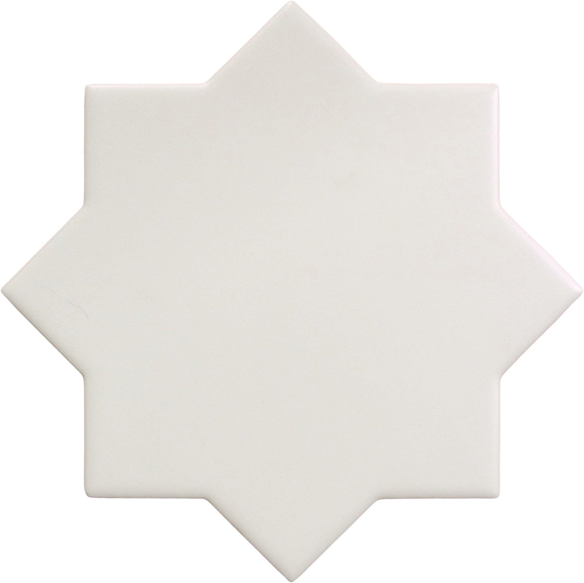 Moorish Blanco Star Ceramic Glossy Tile Matrix Mosaics