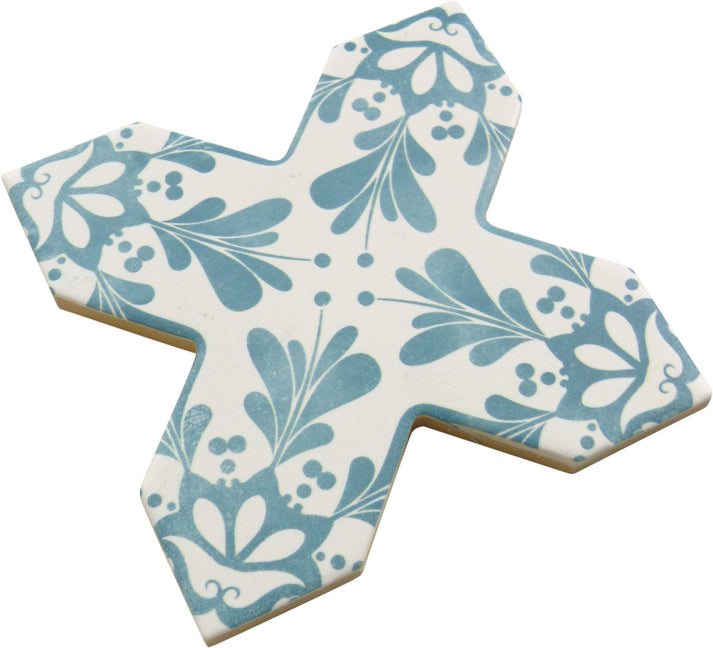 Moorish Green Cross Deco Ceramic Matte Tile | Oasis Tile