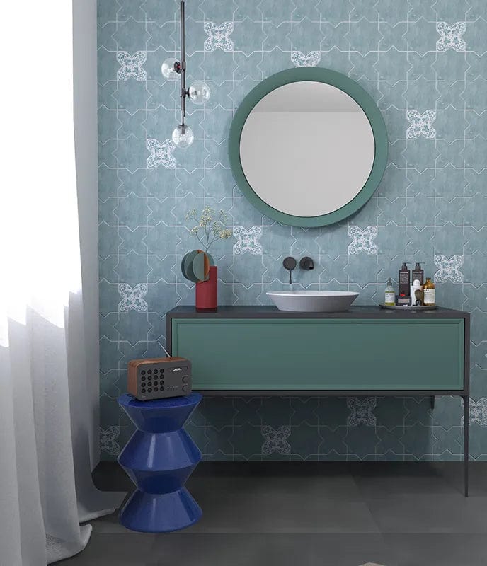 Moorish Green Star Ceramic Matte Tile Matrix Mosaics