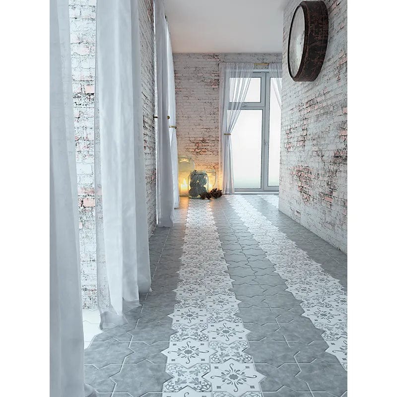 Moorish Grey Cross Ceramic Matte Tile Matrix Mosaics