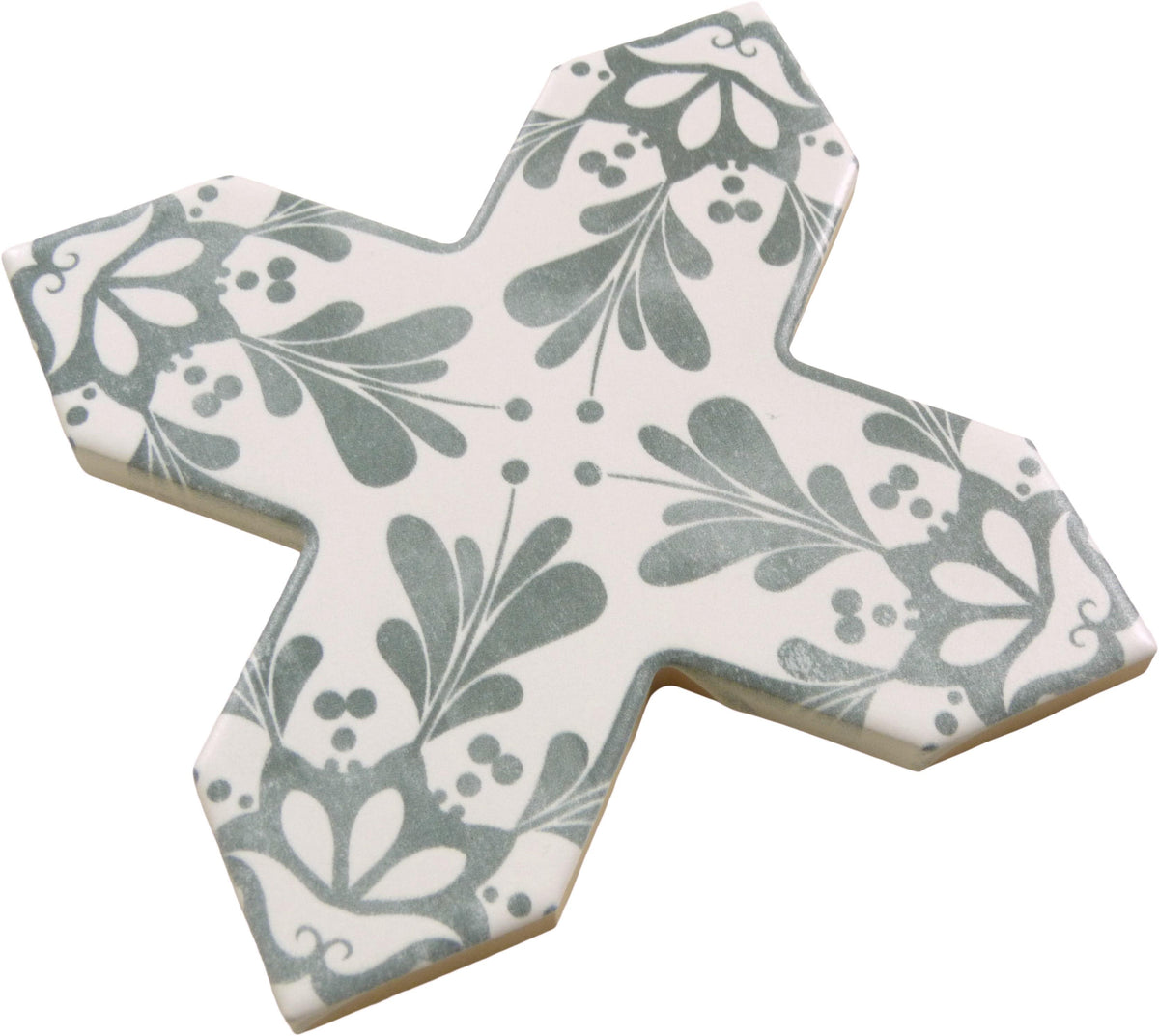 Moorish Grey Cross Deco Ceramic Matte Tile | Oasis Tile