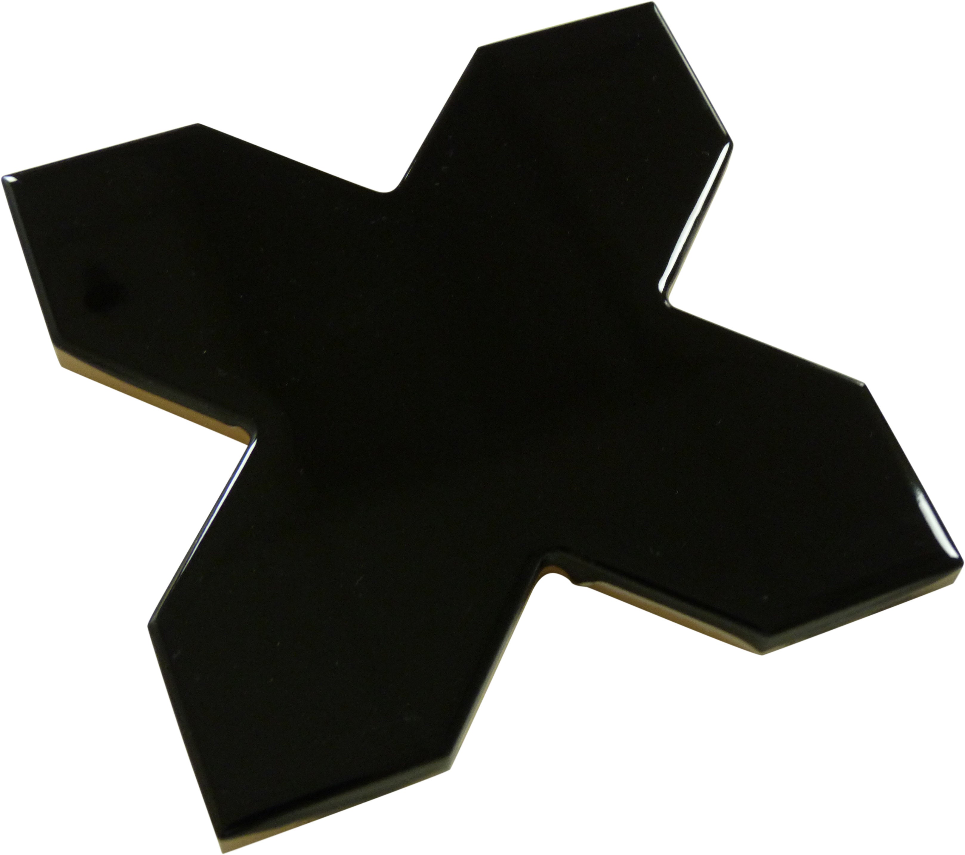 Moorish Nero Cross Ceramic Glossy Tile Matrix Mosaics