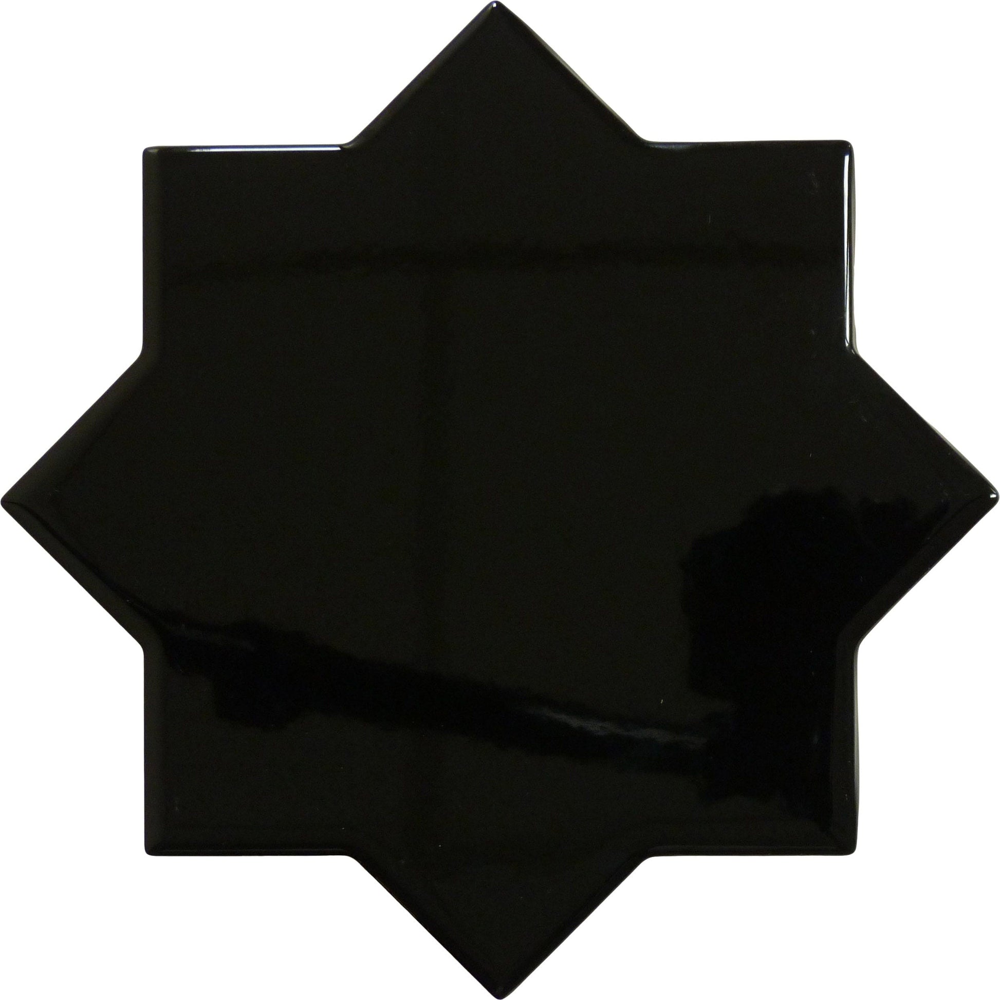 Moorish Nero Star Ceramic Glossy Tile Matrix Mosaics