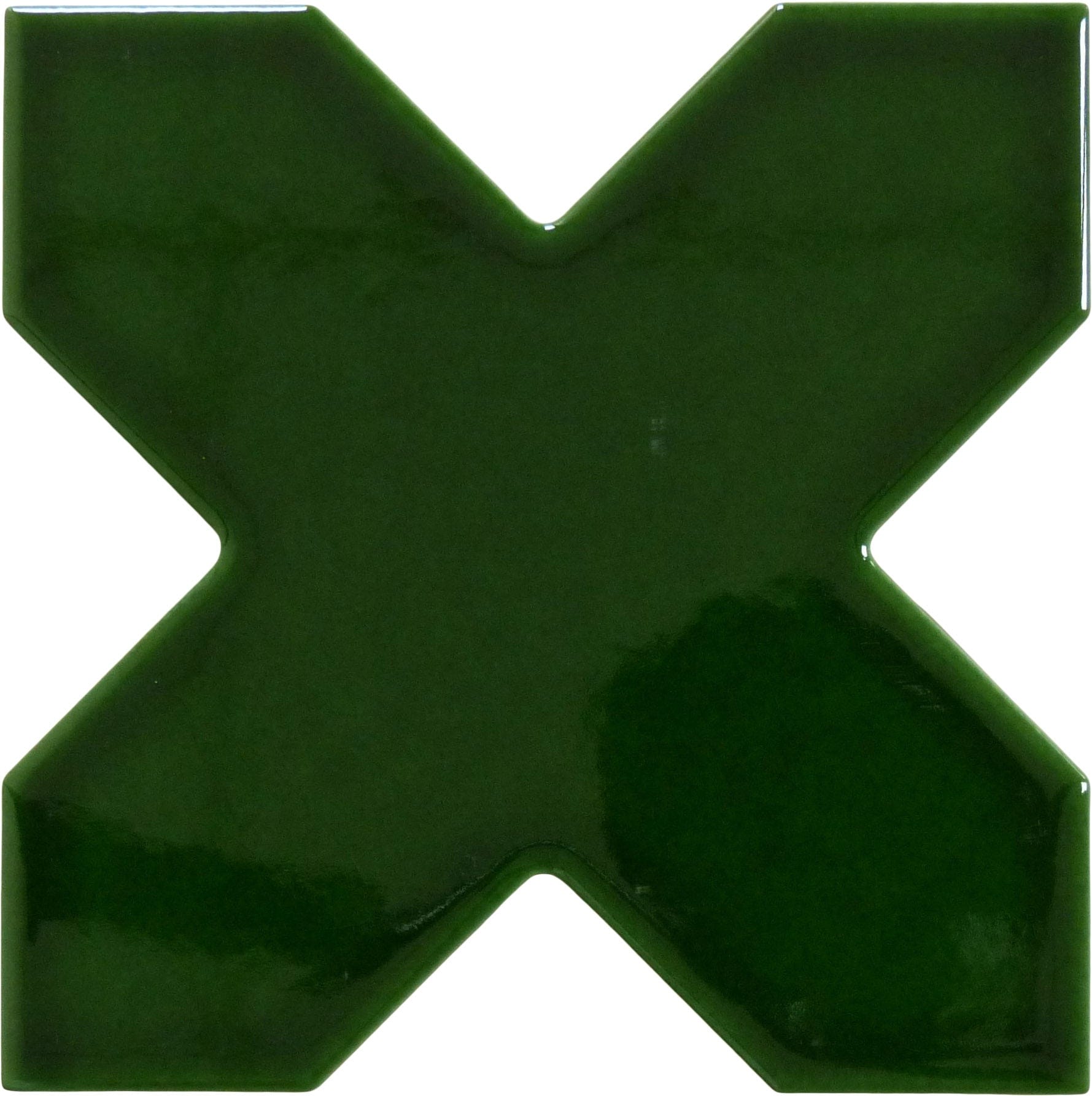 Moorish Verde Cross Ceramic Glossy Tile Matrix Mosaics