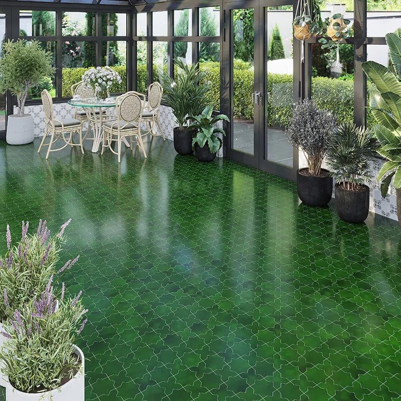 Moorish Verde Star Ceramic Glossy Tile Matrix Mosaics