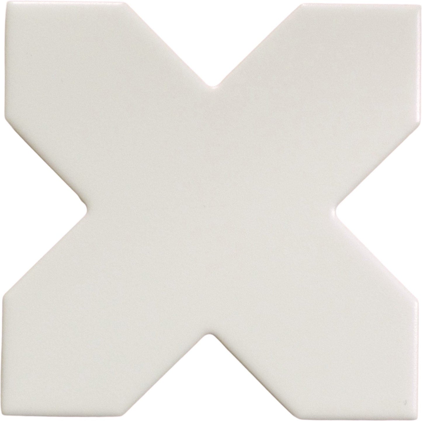 Moorish White Cross Ceramic Matte Tile Matrix Mosaics