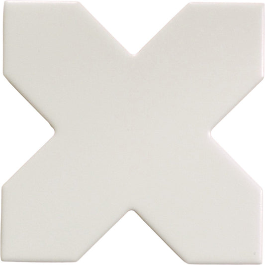 Moorish White Cross Ceramic Matte Tile Matrix Mosaics