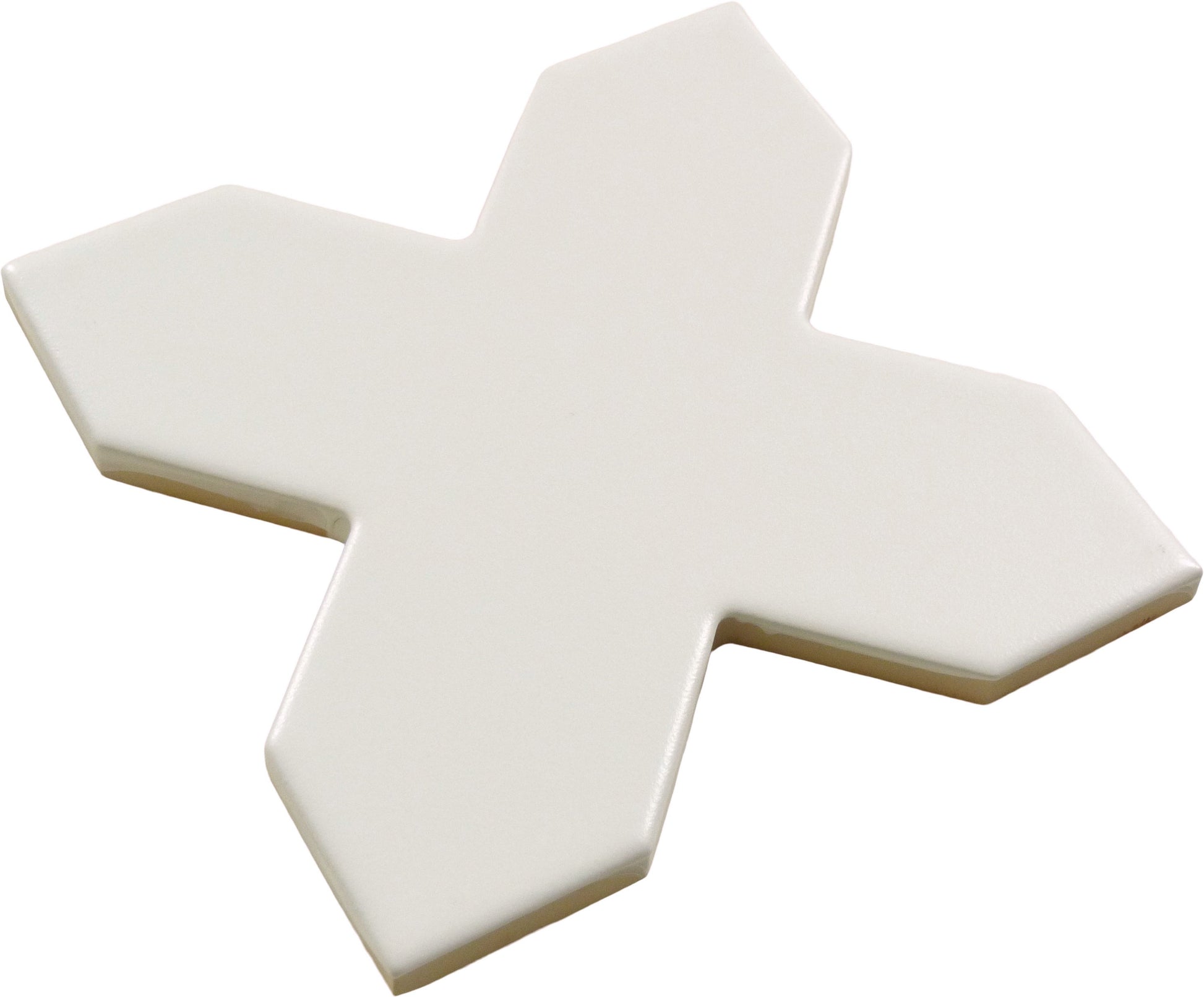 Moorish White Cross Ceramic Matte Tile Matrix Mosaics