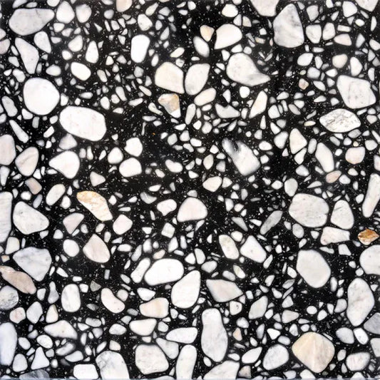 Terrazzo Nero Black 24x24 Glossy Tile Matrix Mosaics