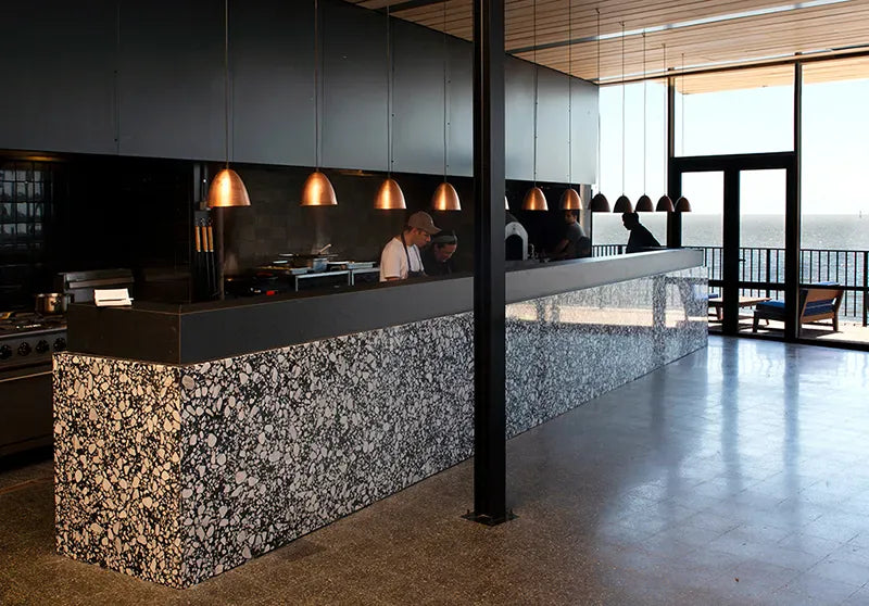 Terrazzo Nero Black 24x24 Glossy Tile Matrix Mosaics