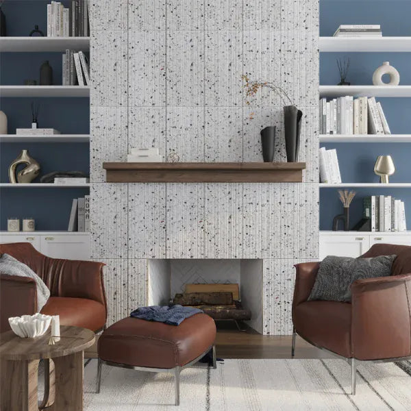 Terrazzo Sire Vicenza Grey 12x24 Fluted Tile Matrix Mosaics