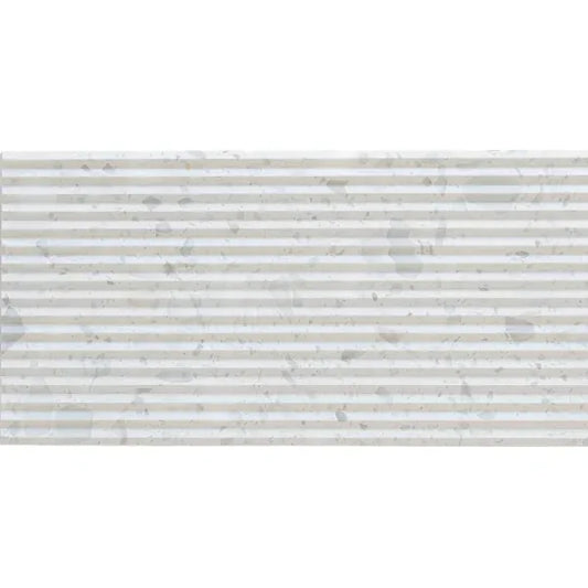 Terrazzo Wave Pearl White 12x24 Textured Tile Matrix Mosaics
