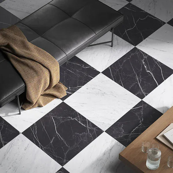 Velanza Nero Black 12x12 Matte Porcelain Tile Matrix Mosaics