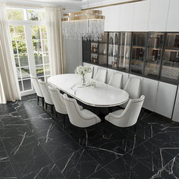 Velanza Nero Black 24×24 Matte Porcelain Tile Matrix Mosaics