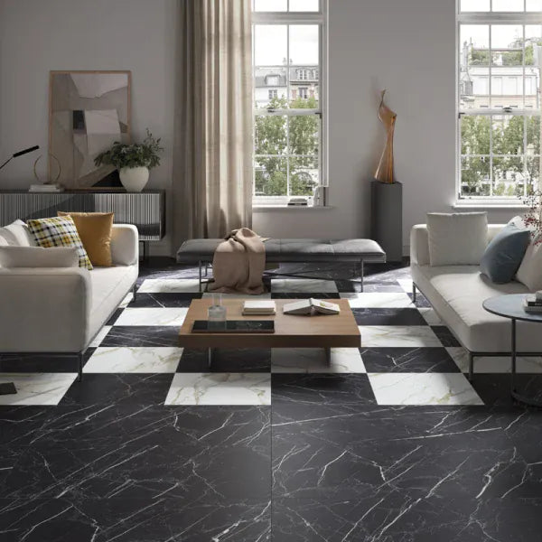 Velanza Nero Black 24x48 Matte Porcelain Tile Matrix Mosaics
