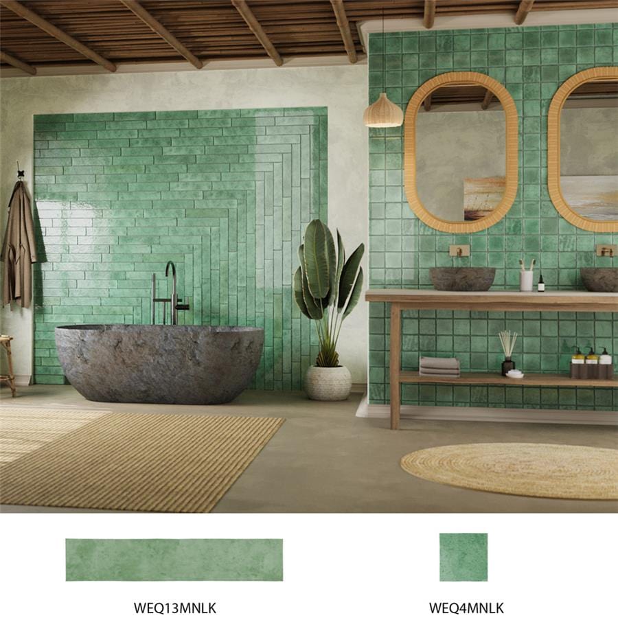 Menorca Lake Green 4x4 Glossy Ceramic Tile Merola