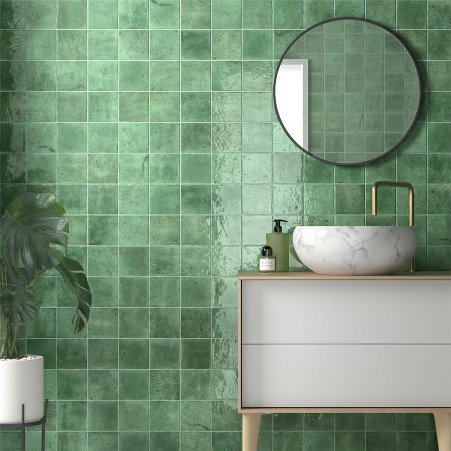 Menorca Lake Green 4x4 Glossy Ceramic Tile Merola