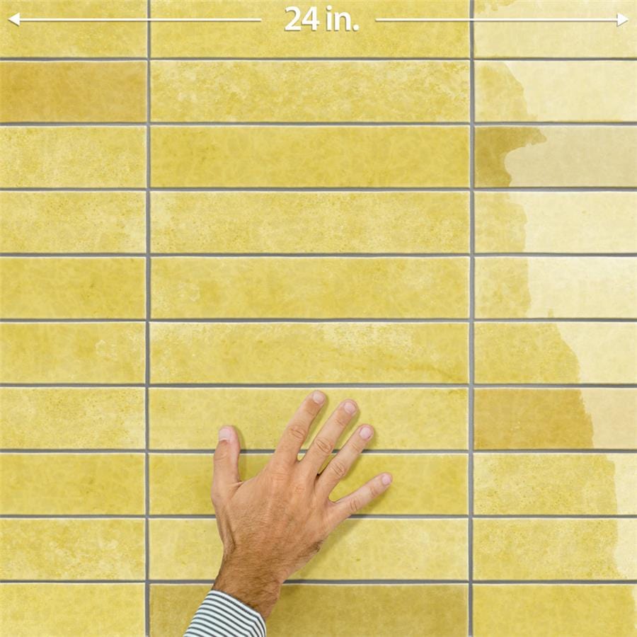Menorca Lemon Yellow 2.5x13 Glossy Ceramic Tile Merola