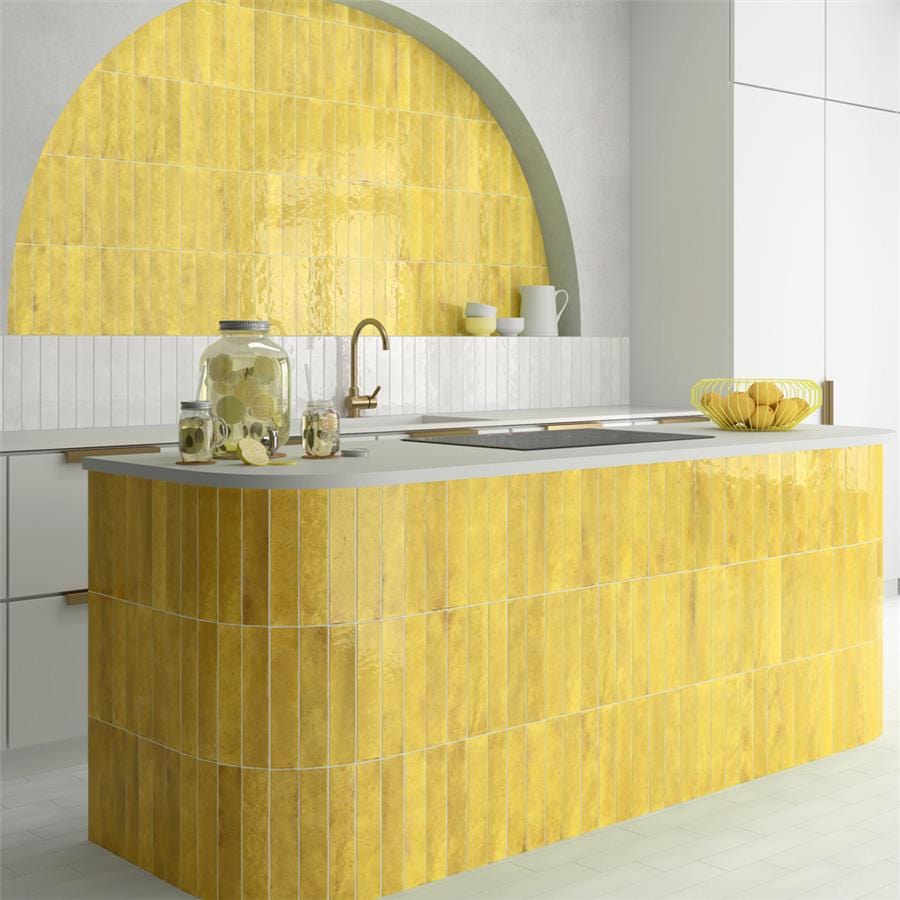 Menorca Lemon Yellow 2.5x13 Glossy Ceramic Tile Merola