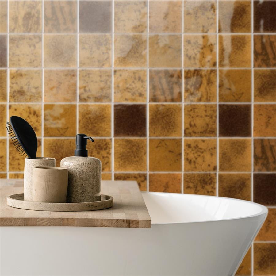Menorca Rust Brown 4x4 Glossy Ceramic Tile Merola