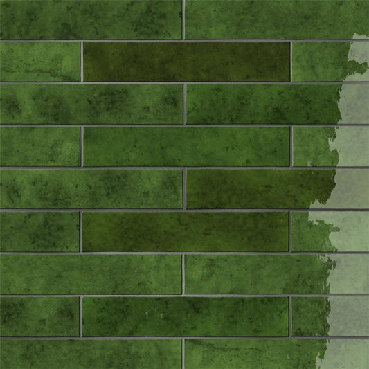 Menorca Tourmaline Green 2.5x13 Glossy Ceramic Tile Merola