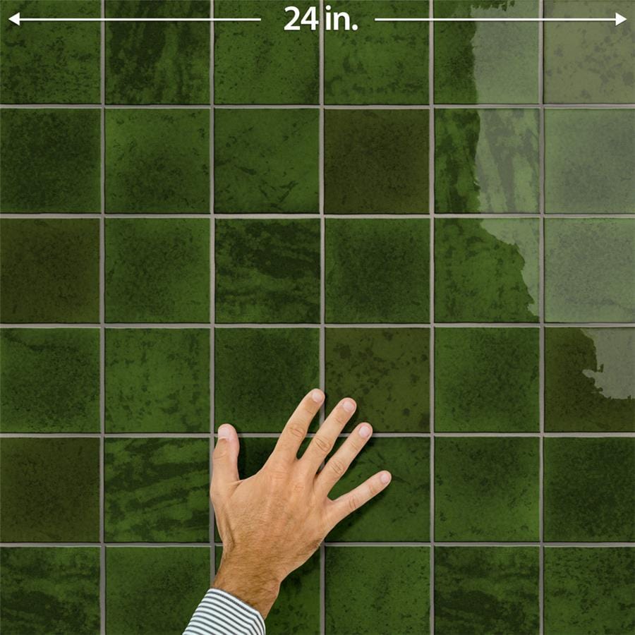 Menorca Tourmaline Green 4x4 Glossy Ceramic Tile Merola