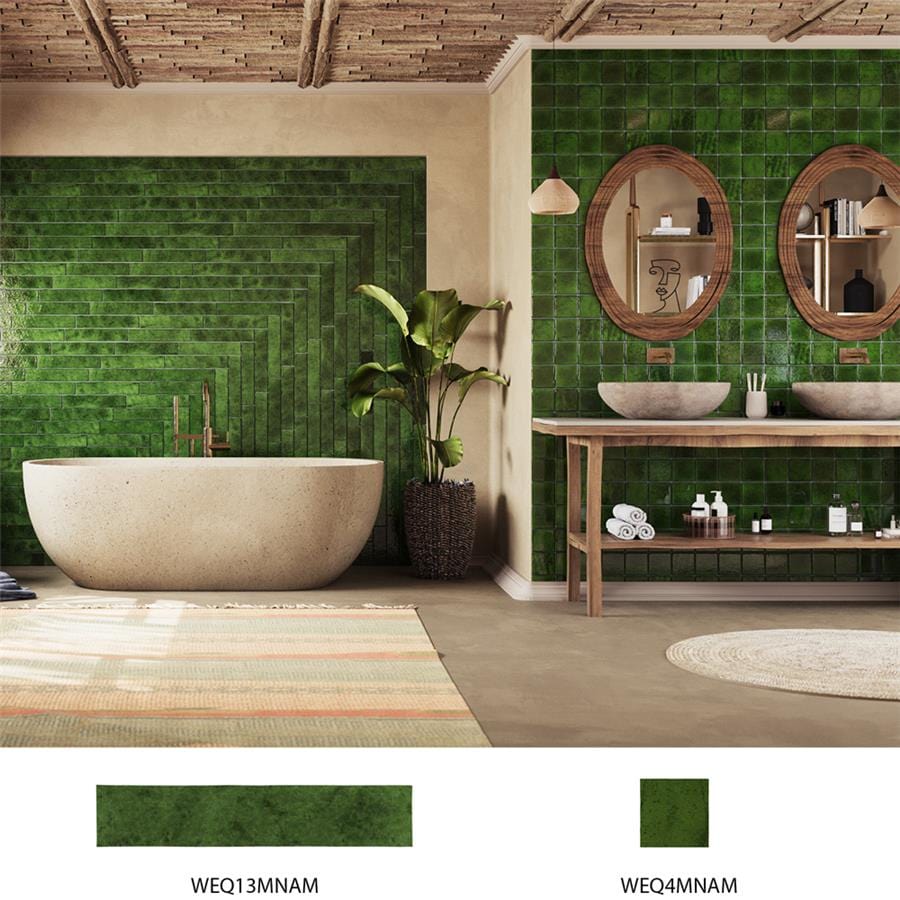 Menorca Tourmaline Green 4x4 Glossy Ceramic Tile Merola