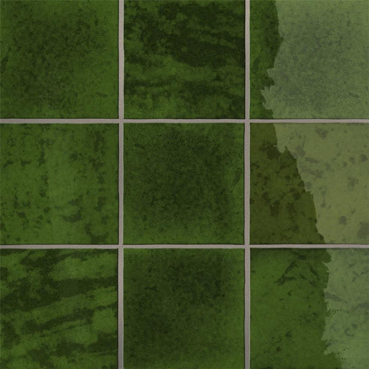 Menorca Tourmaline Green 4x4 Glossy Ceramic Tile Merola