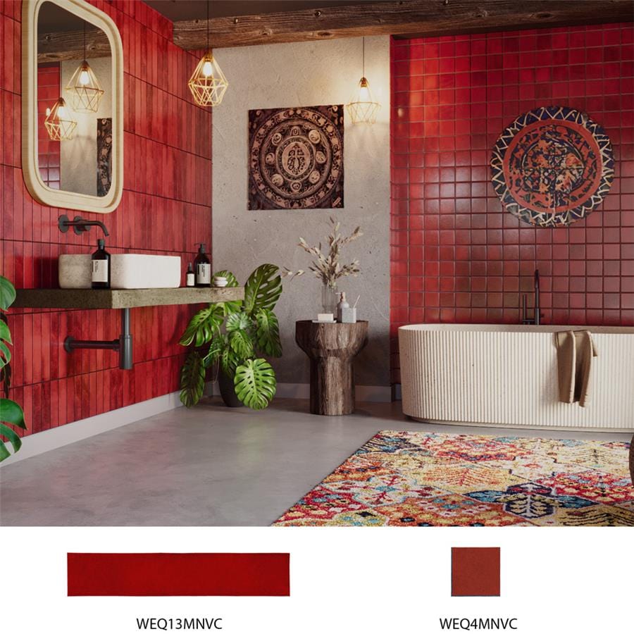 Menorca Volcano Red 4x4 Glossy Ceramic Tile Merola
