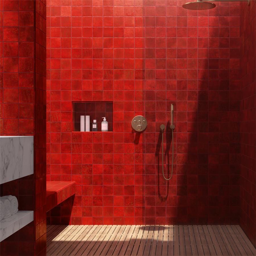 Menorca Volcano Red 4x4 Glossy Ceramic Tile Merola