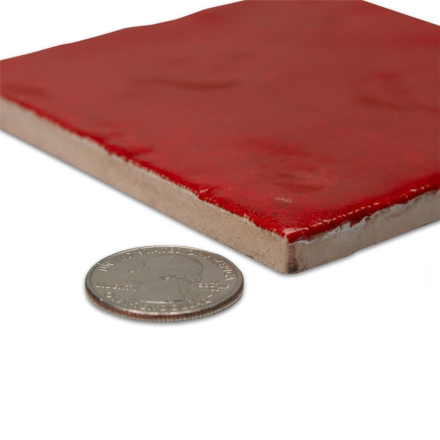 Menorca Volcano Red 4x4 Glossy Ceramic Tile Merola
