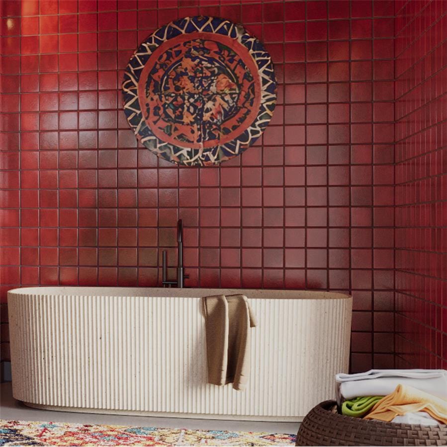 Menorca Volcano Red 4x4 Glossy Ceramic Tile Merola