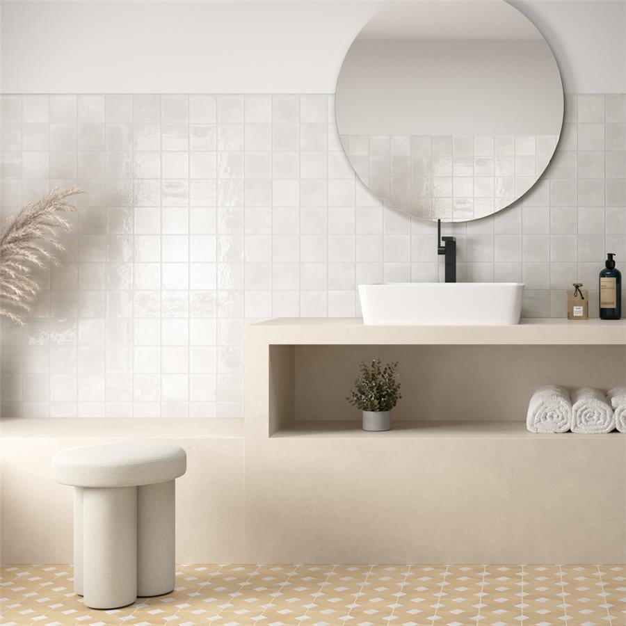Menorca White 4x4 Glossy Ceramic Tile Merola