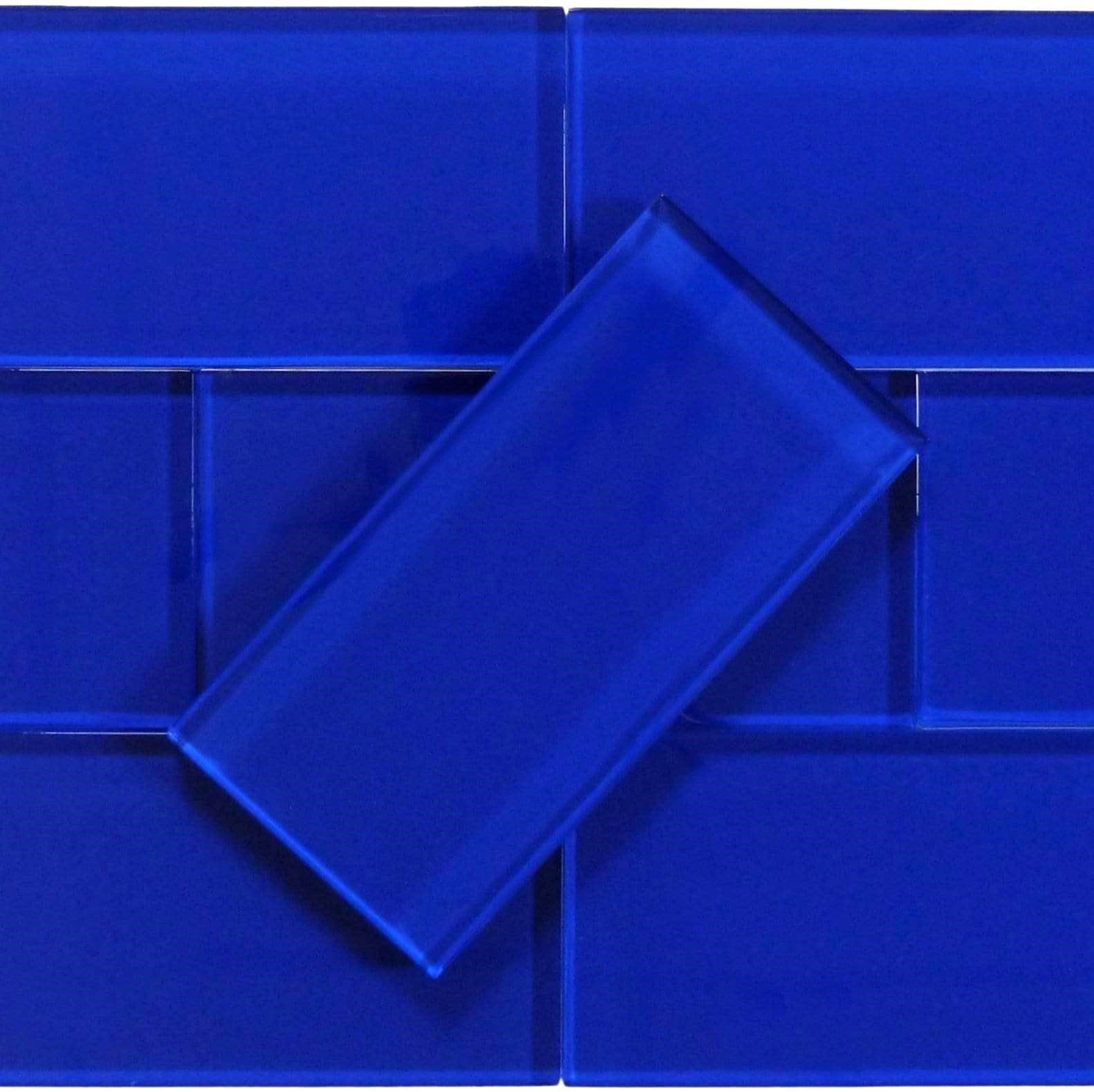 Royal Blue 3x6 Glossy Glass Subway Tile Millenium Products