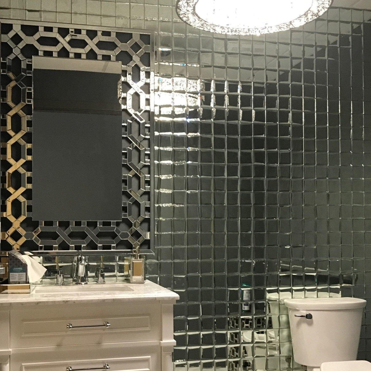 Uneven Beveled Silver 3x3 Mirror Tile Millenium Products