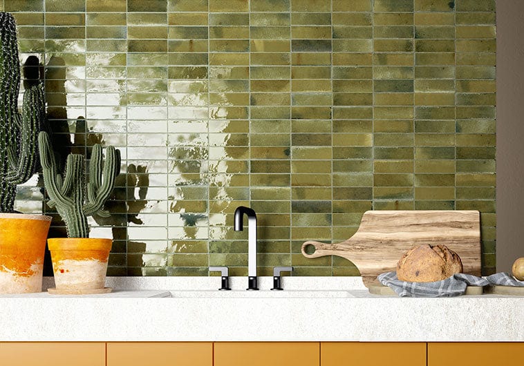 Hanoi Wild Olive 2.5x8 Glossy Tile Oasis Tile