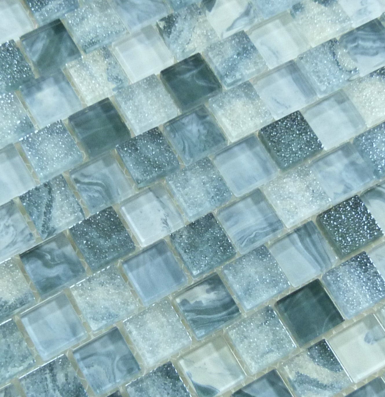 Arctic Blue 1x1 Offset Glass Tile Ocean Pool Mosaics