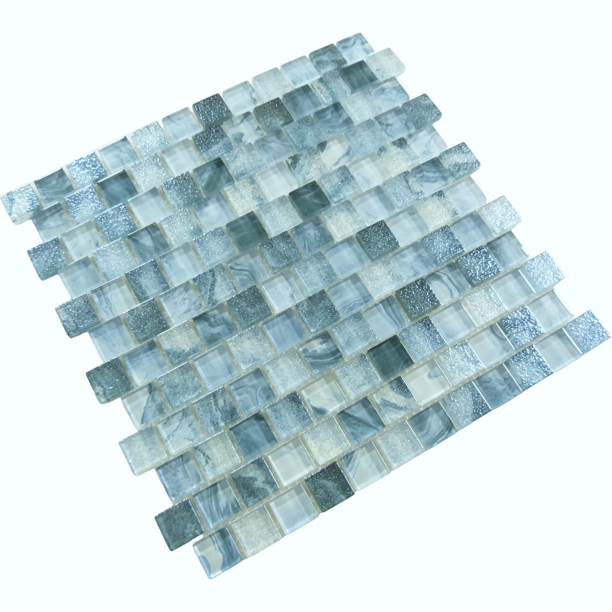 Arctic Blue 1x1 Offset Glass Tile Ocean Pool Mosaics