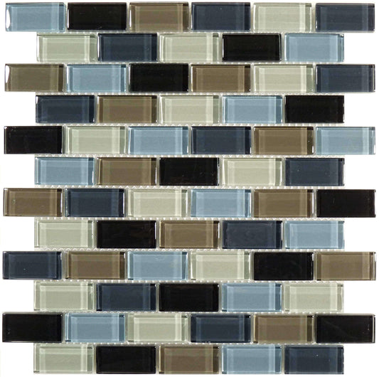 Crystal Dusk Blue 1x2 Glossy Glass Tile Ocean Pool Mosaics