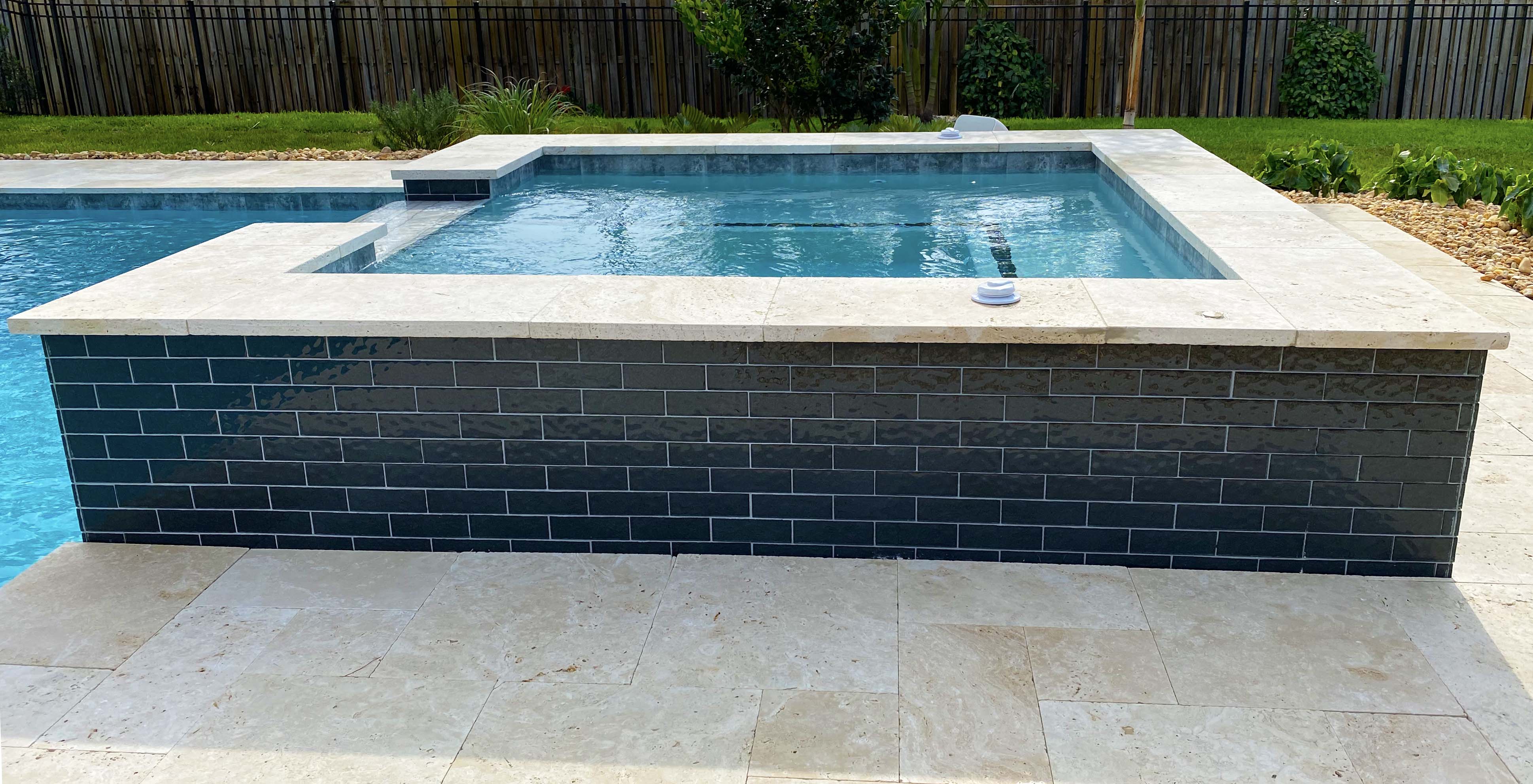 Moonscape Black 2x6 Ripple Glossy Glass Tile Ocean Pool Mosaics