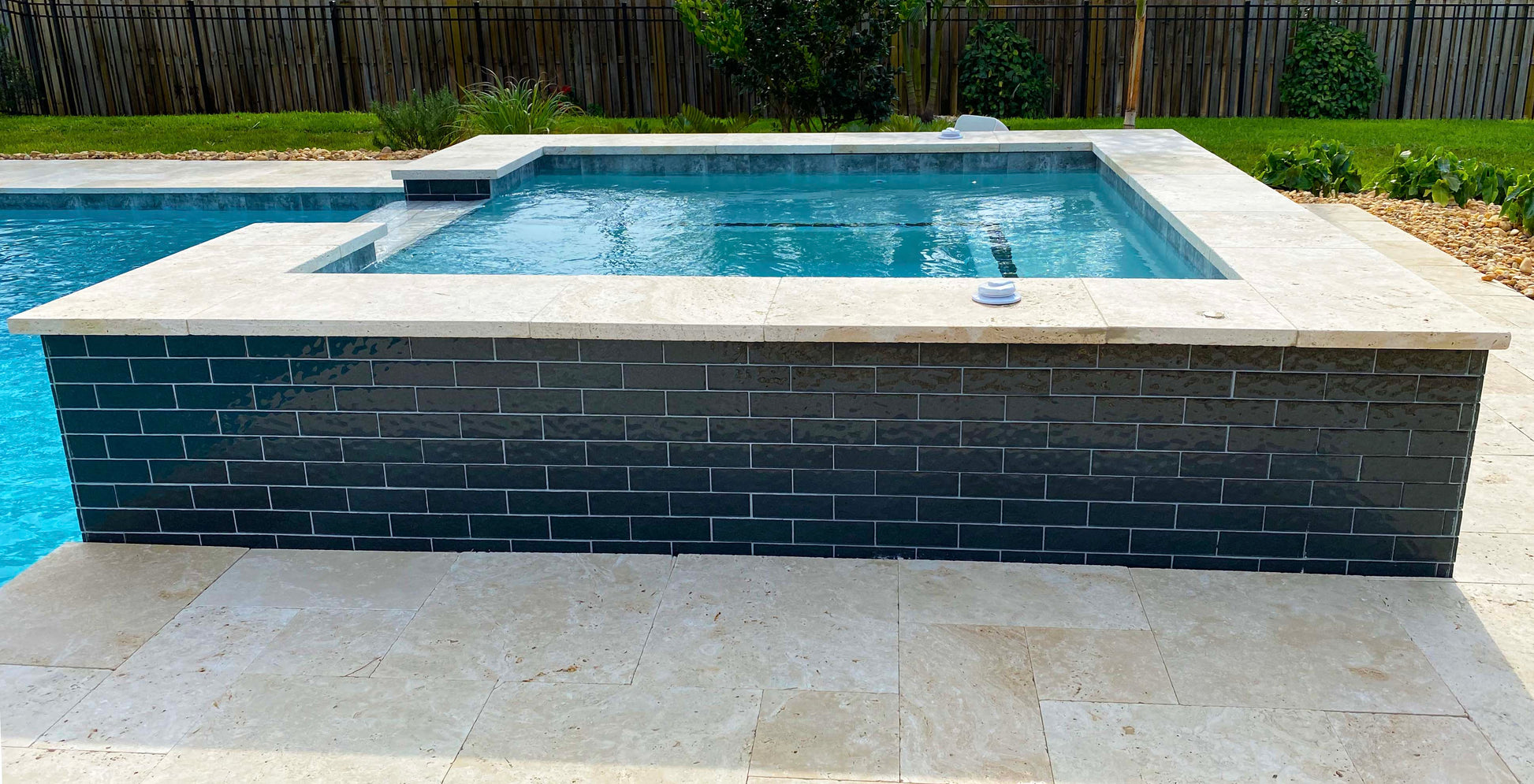 Moonscape Black 2x6 Ripple Glossy Glass Tile Ocean Pool Mosaics